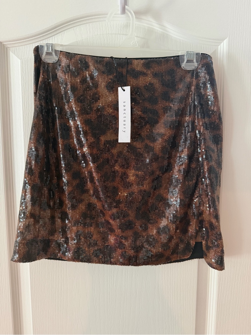 Sanctuary Brown and Black Sequin Leopard Mini Skirt